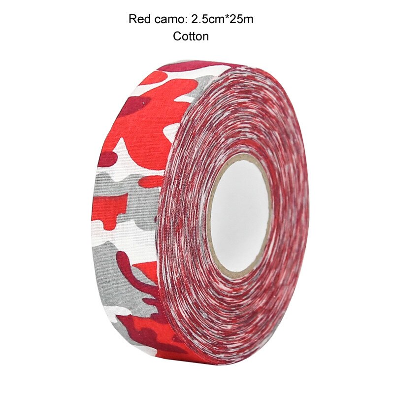 3 Rolls Hockey Grip Tape Cotton Hockey Stick Tape colorato Sport sicurezza campo da ghiaccio Hockey Badminton Golf Tape 2.5cm x 25m: 3 rools Red camo