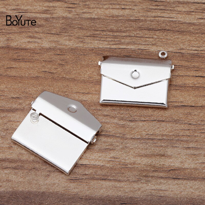 BoYuTe (10 Pieces/Lot) 15*20MM Metal Brass Envelope Photo Locket Diy Floating Locket Charms for Jewelry Making: 5-Silver Plated
