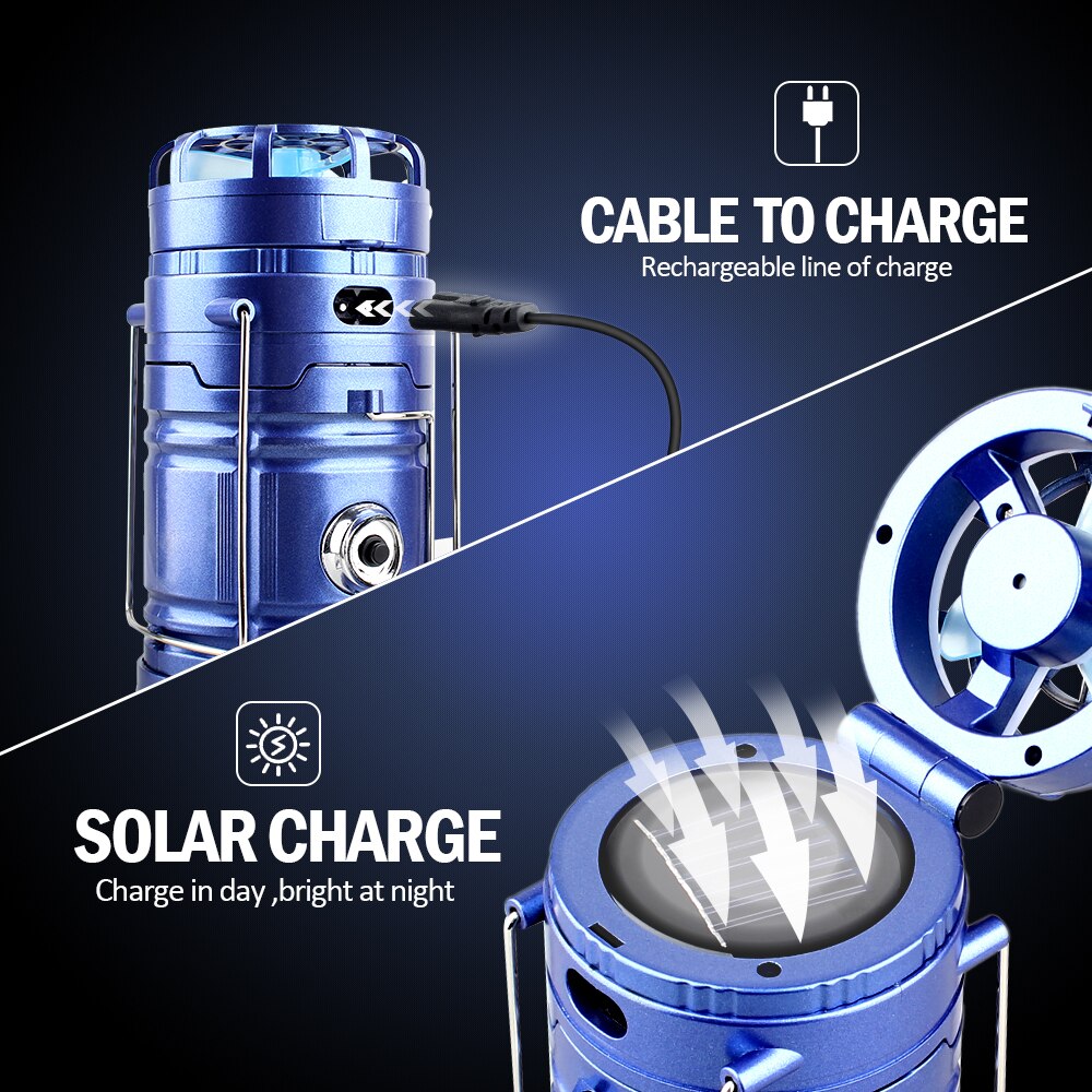 T-sunrise led campingbelysning utomhustält campinglykta hopfällbar solficklampa lampa med mini fläktlinje uppladdningsbar