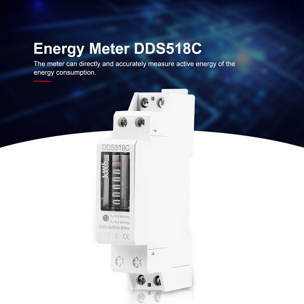 Contatore analogico monofase su guida din 18mm consumo di energia elettrica wattmetro contatore di energia watt kWh 5-32A AC 230V