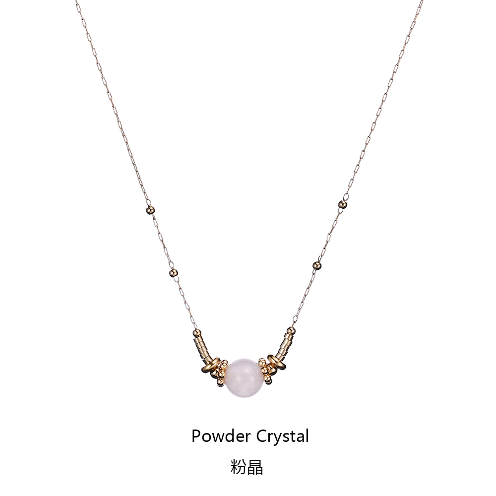 Geschikt Voor Het Dragen Van Meisje Klassieke Franse Stijl Alle Seizoenen Fijne Handgemaakte Kralen Lapis Lazuli Waterdichte Duurzame Stalen Kettingen: Blauw Zink