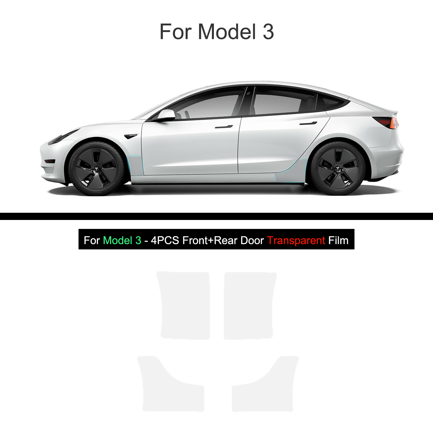 Schwarz TPU Auto Körper Schutz Film Unsichtbare Für Tesla Modell 3/Y -2023 Vorne Hinten Tür Erweiterte transparente Auto Kleidung einstellen: Blau