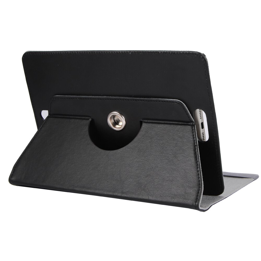 360 roterende smartcase 10 inch tablet leren hoes 4- hoekhaken roterende leren hoes waterdichte tablethoezen: Zwart