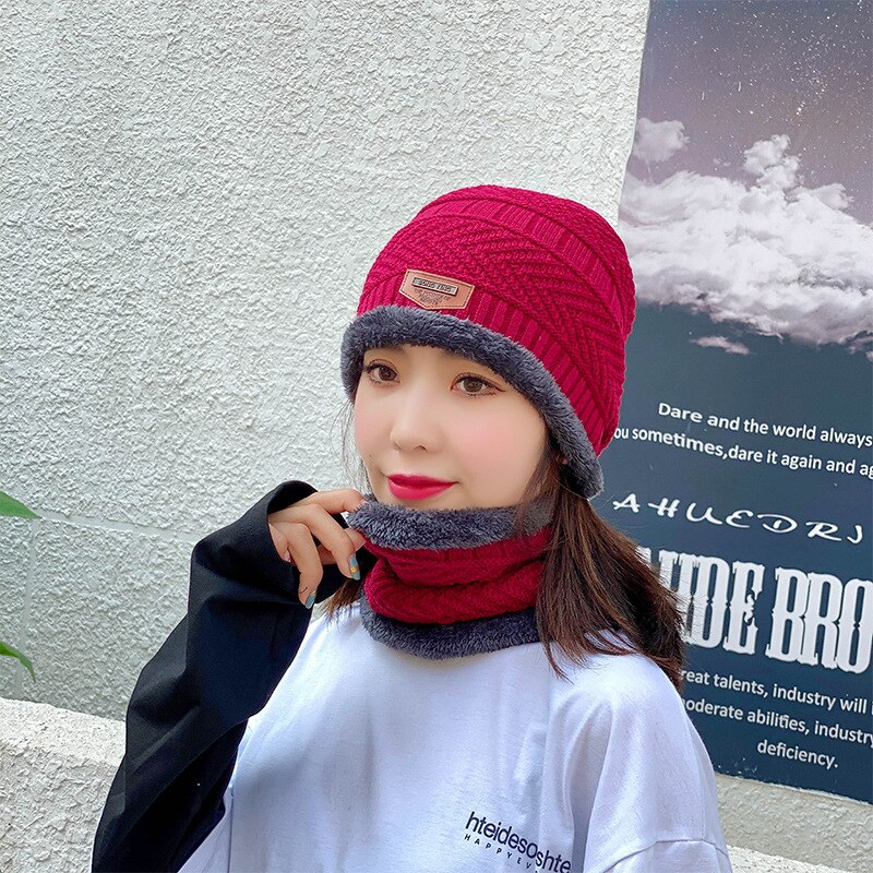 Ensemble Bonnet et écharpe en laine épaisse pour homme et femme, Bonnet tricoté, masque cagoule, collection hiver