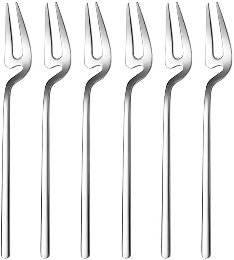 6pcs/set Demitasse Espresso Spoons Mini Coffee Spoons 5.6 Inche Dessert Sugar Tea Ice Cream Spoons Dessert Cake Fruit Forks Set: Silver Fork6PCS