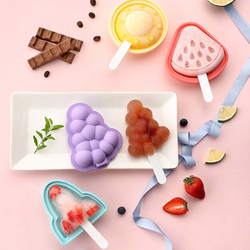 Molde de helado de silicona para el hogar, base para el hogar, modelo de helado, molde para paletas de fruta
