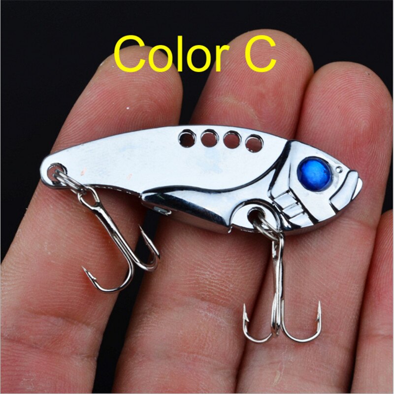 1Pcs Metalen Vib Lokt 5 Cm 11G 2in Levendige Trillingen Lepel Lokken Visaas Bass Kunstmatige Harde Aas cicade Lokken Vib Aas 3D Ogen: Color C