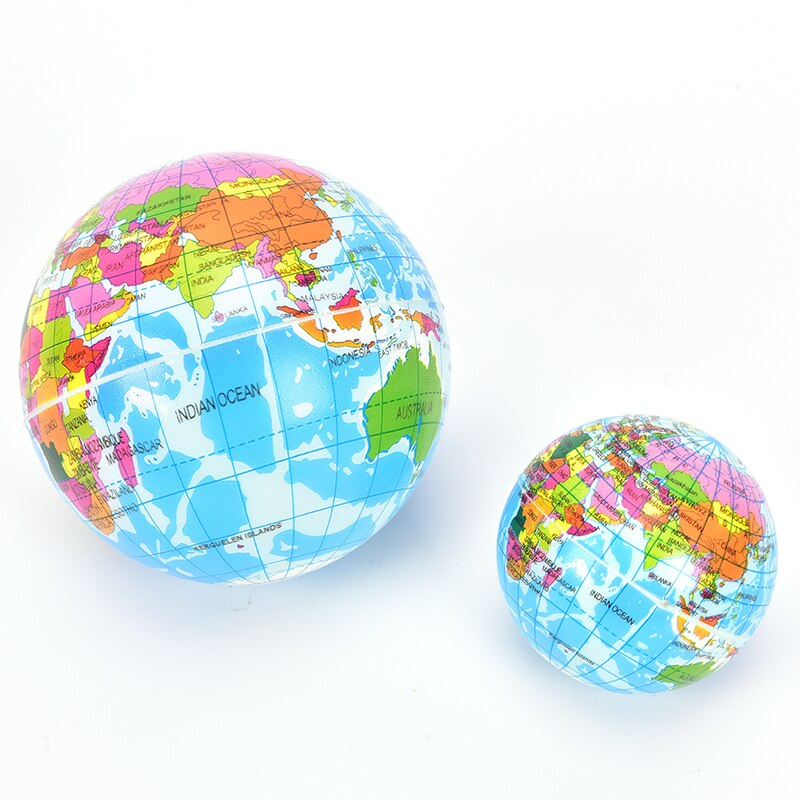 1Pcs Geography Map Teaching Hand Squeeze Funny Soft Ballt Earth World Map Globe Foam Stress Relief Bouncy Ball