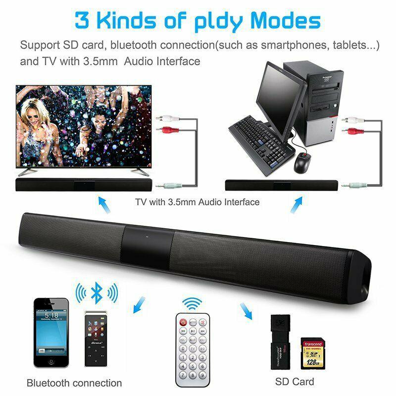 Yiwa Wireless Bluetooth Sound Bar Speaker System TV Home Theater Soundbar Subwoofer