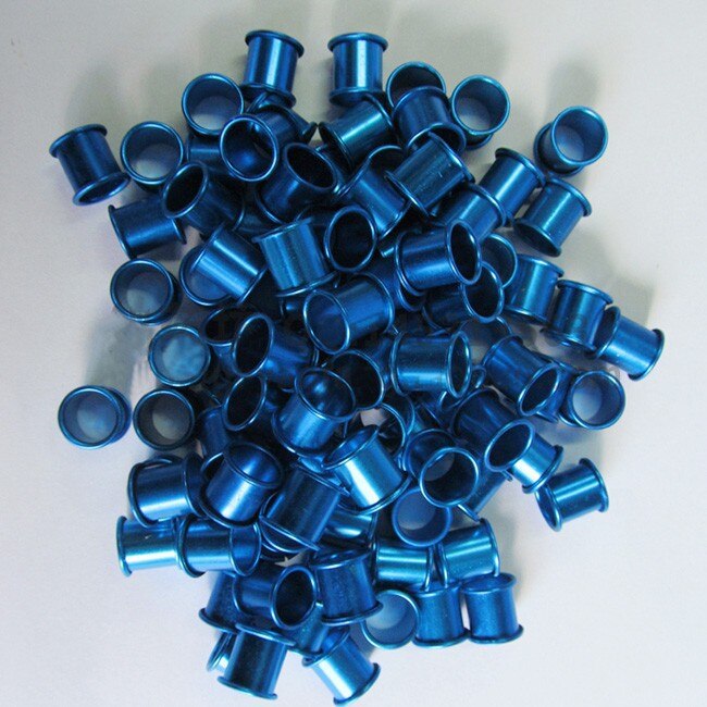 /retail 100Pcs C8 8mm Color Aluminous Bird Dove Pigeon Aluminum Leg Rings: Blue