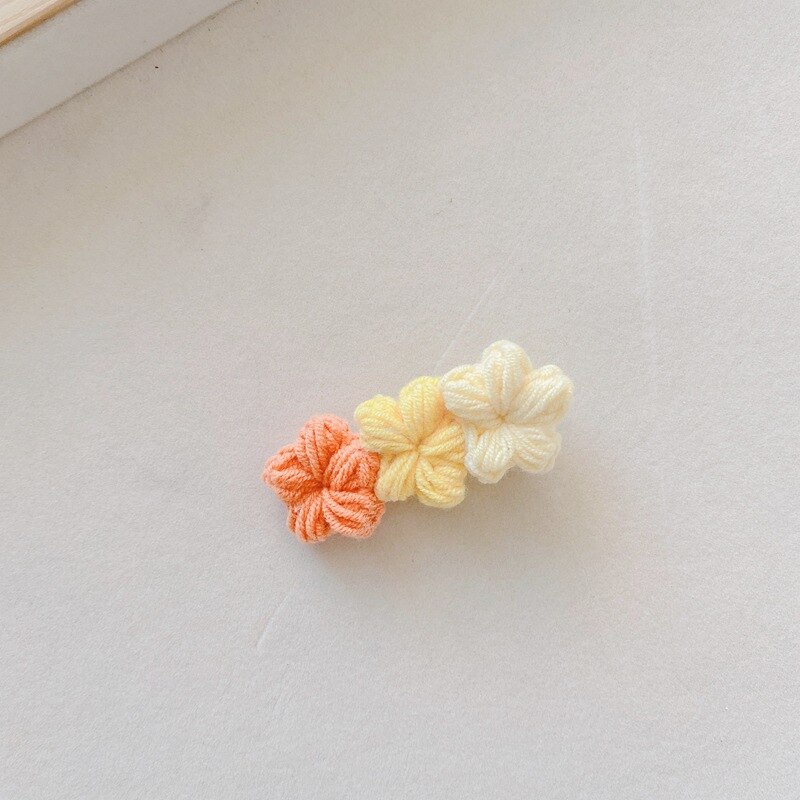 Koreaanse Gebreide Bloemen Haarspelden Elastische Haarbanden Kawaii Gradiënt Kleur Haarspeldjes Voor Meisjes Hoofddeksels Meisjes Kids Haar Accessoires: 1pc yellow hairpin