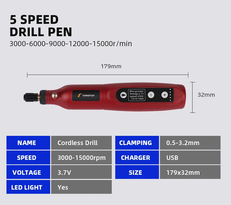 5-biegowy Regulowany Bezprzewodowy Piórkowy Grawerka Szlifierka Wiertarka Elektryczna robić Cięcia Polerowania Wiercenia Narzędzie Obrotowe z Akcesoriami Dremel