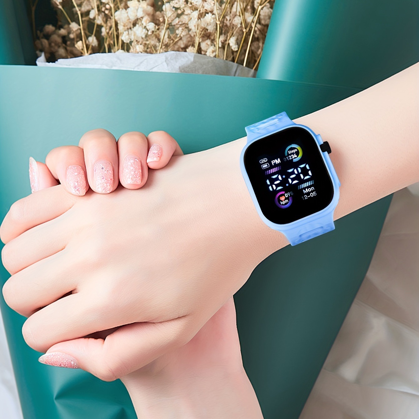 Quadratische elektronische LED-Uhr mit Digitalanzeige für Kinder