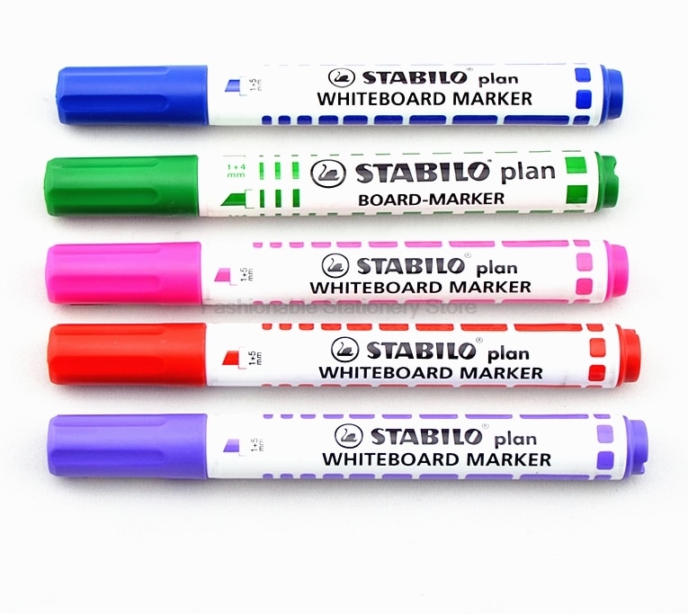 6 Stks/partij Stabilo 641 Whiteboard Pen 2.5Mm-3.5Mm Ronde Kop Niet Giftig Herhaalde Vullen Niet te Drogen Whiteboard Marker