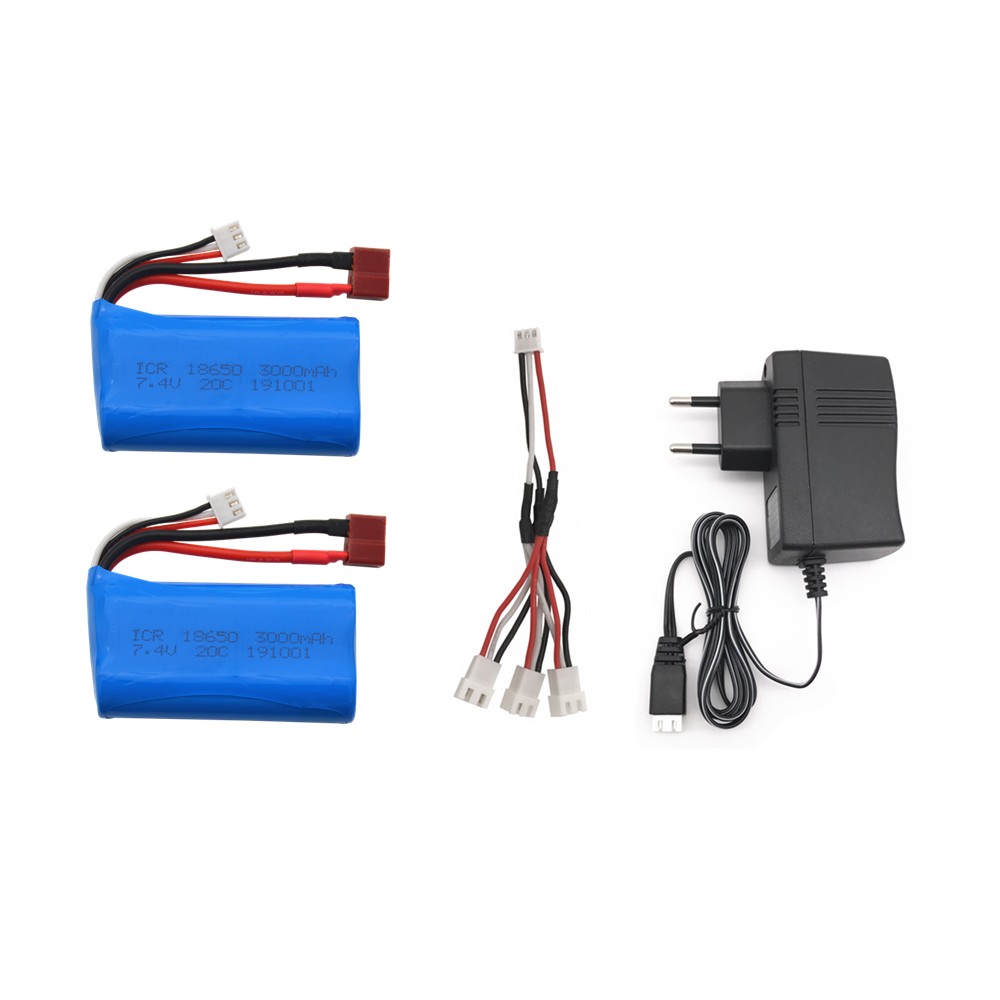 7.4V 3000MAH lipo Batteria 18650 per Q46 Wltoys 10428 /12428/12423 RC Auto Ricambi Accessori Per Wltoys 144001 A959-B A969-B: EU 2PCS