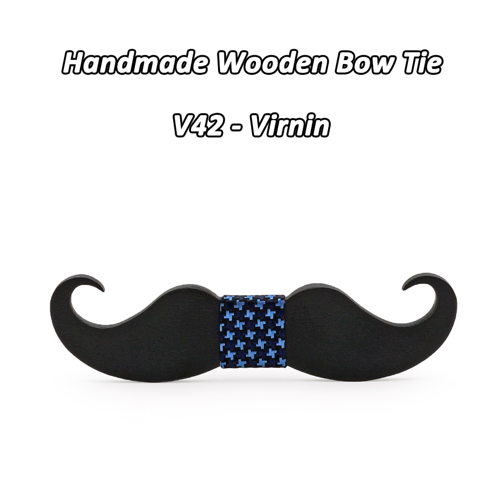 Mahoosive – Nœud papillon moustache en bois, pour hommes, accessoire masculin, fabrication artisanale, nouveauté, ,: V42