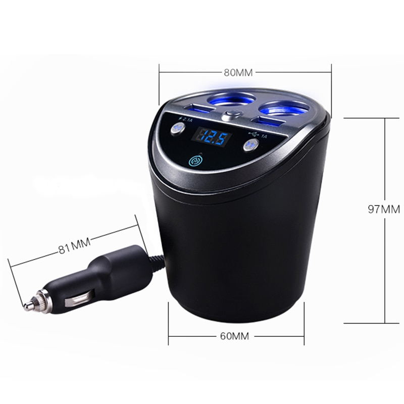 Bluetooth trådløs bil fm-sender  mp3- spiller kopholder håndfri bilsæt fm-radio dobbelt usb bil cigarettænder port