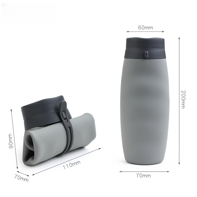 Folding Water Bottle 600ml Silicone Leak Proof Portable High Temperature Outdoor Sports Camping Hiking Water Bottle