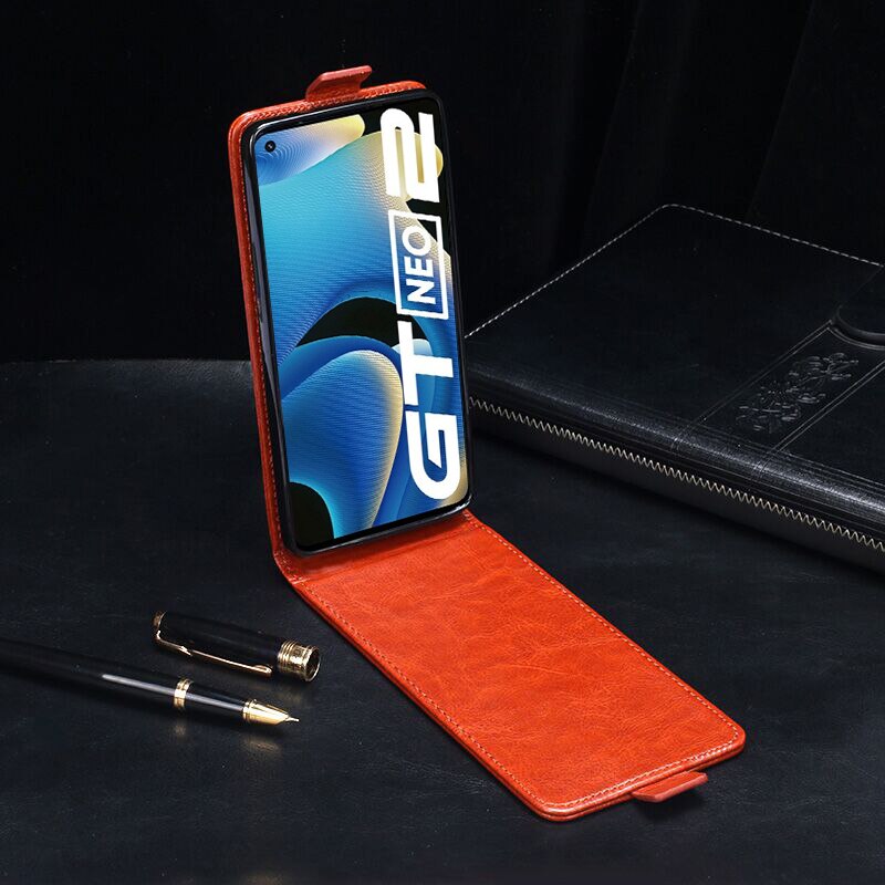 Up Down Case Realme Gt Neo2 Case 6.62 "Phone Bag Holster Verticale Flip Pu Leather Cover Voor Realme Gt neo 2 RMX3370 Premium Case