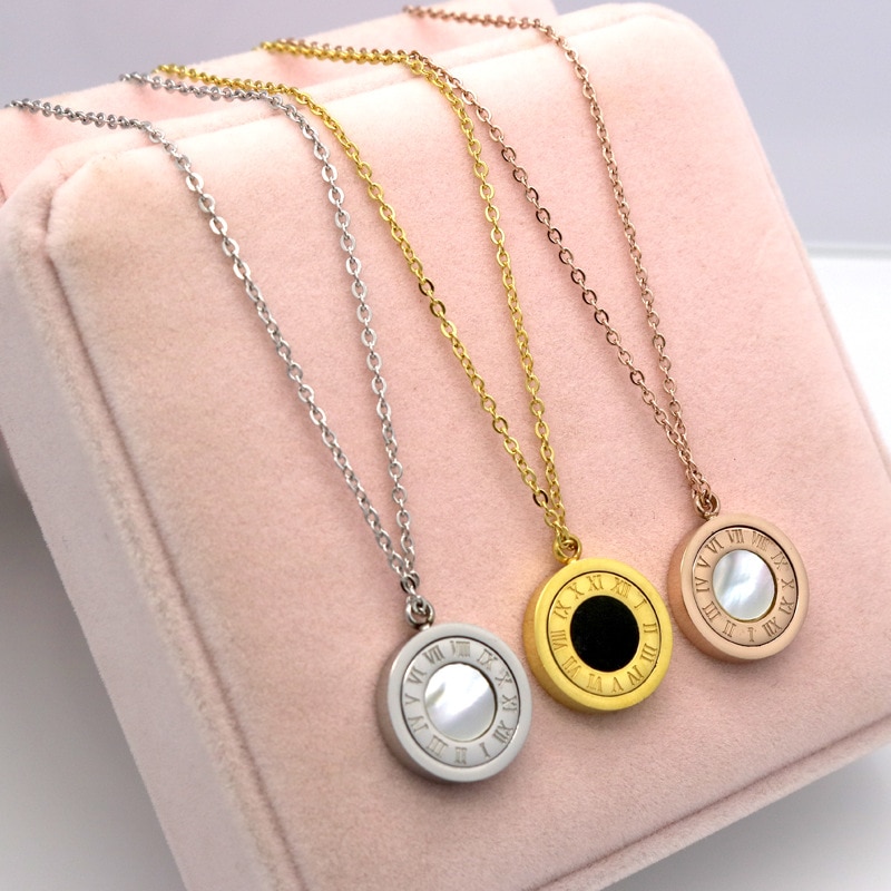 Witte zwarte schelp hanger ketting zwart-wit dubbelzijdige schelp romeins numeriek draaibare ketting