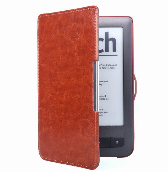 Gligle Tablet leather case cover voor Pocketbook Touch/Touch lux 622/623 Ereader shell 50 stks/partij: brown