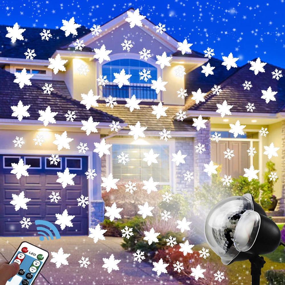 Snowfall Projector LED Lights Indoor Outdoor Lights With Remote Control Rotatable For Halloween Xmas Wedding Home