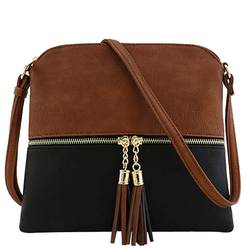 Women Leather Crossbody Bag Casual Handbag Female Tassel Shoulder Bags Ladies Zipper Flap Messenger Bag Phone Purse Torebka: T