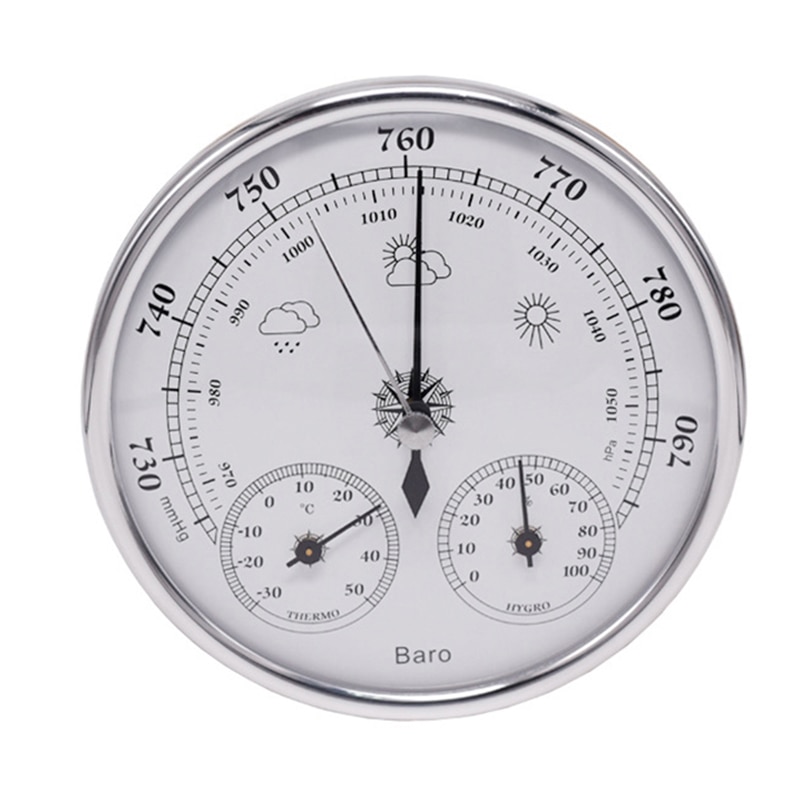 Wall Mounted Multifunction Thermometer Hygrometer High Accuracy Pressure Gauge Weather Instrument Barometer: White