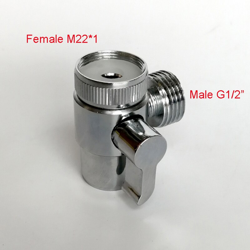 Aérateur de robinet de bassin en cuivre chromé M22 M24 G1/2 "adaptateur de déviateur pour toilette Bidet pulvérisateur douche machine à laver mamelon