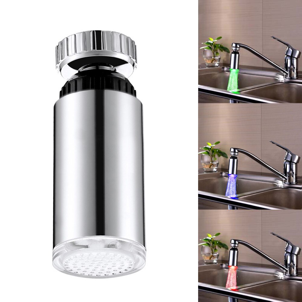 LED-Wasserhahn-Licht, bunt, wechselndes Leuchten, Duschkopf, Küchenarmatur, Wasserhahn-Licht, Temperatursensor für Küche, Badezimmer, Kran: Gelb