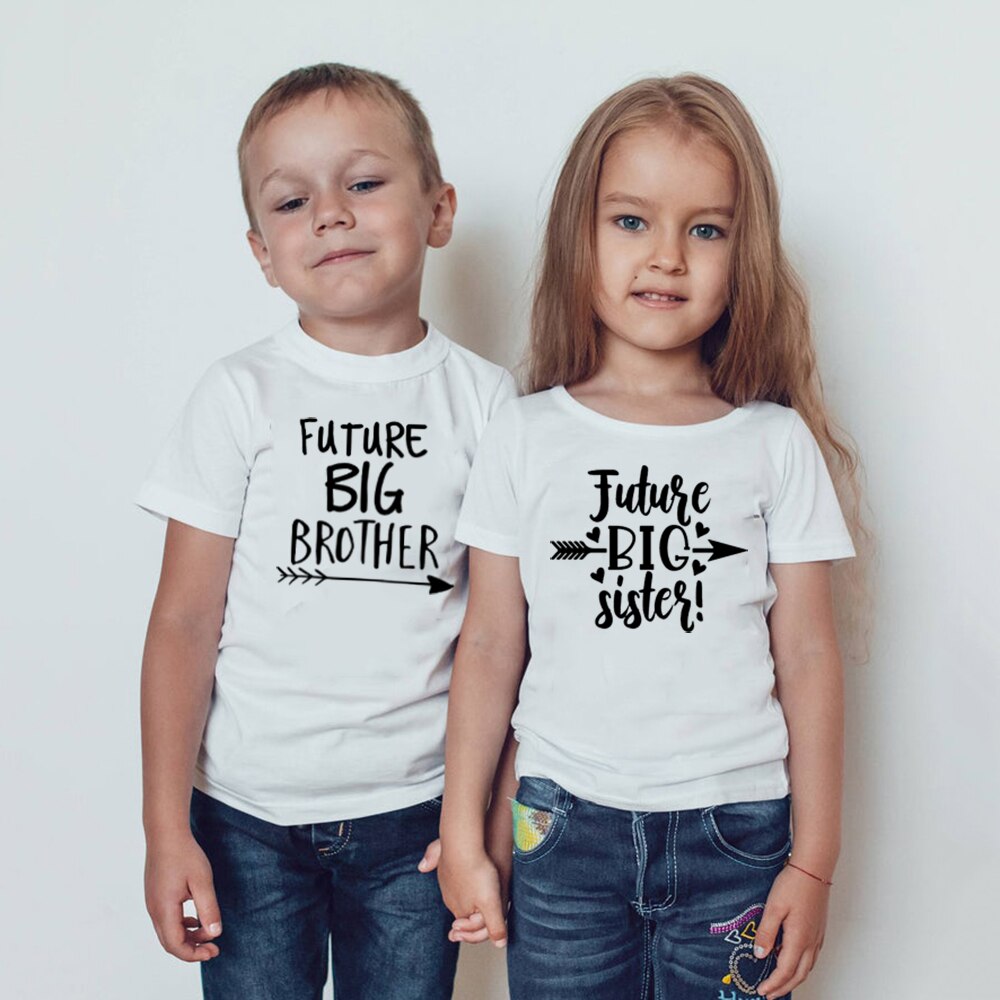 T-shirt manches courtes pour enfants, vêtement d'été décontracté, imprimé, décontracté, Future Big Sister Brother, garçons et filles