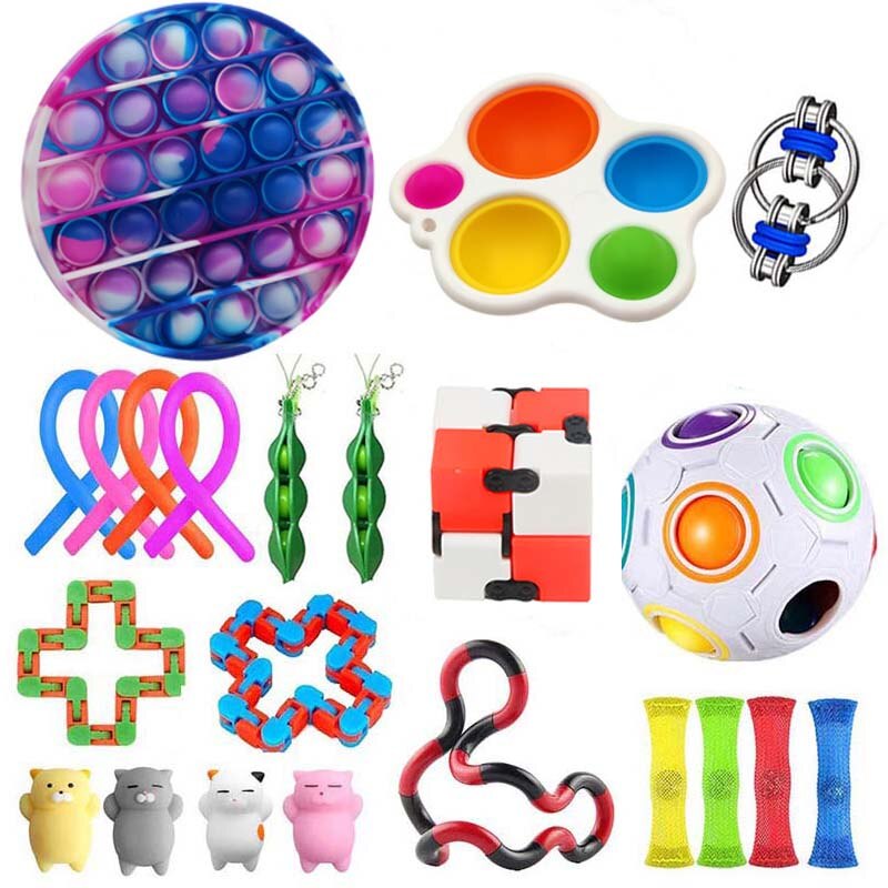Fidget Toys Sensory Anti Stress Toy Set Figet Antistress Relief Autism Anxiety Bubble for Kids Adults: E