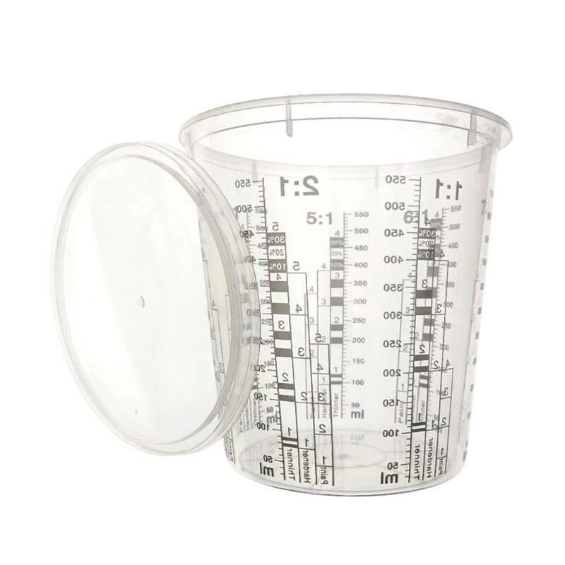 5Pcs Disposable Graduated Clear Plastic Paint Mixing Cups Calibrated Mixing Ratios Measuing Cups For Paint Resin Tools