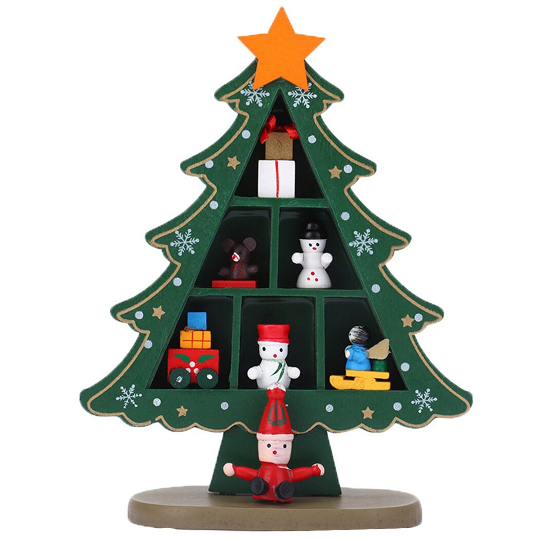 Ornement de Table de noël 18cm, faux arbre de noël, bureau en bois, disposition de la scène de l'arbre de noël en 3D: Green