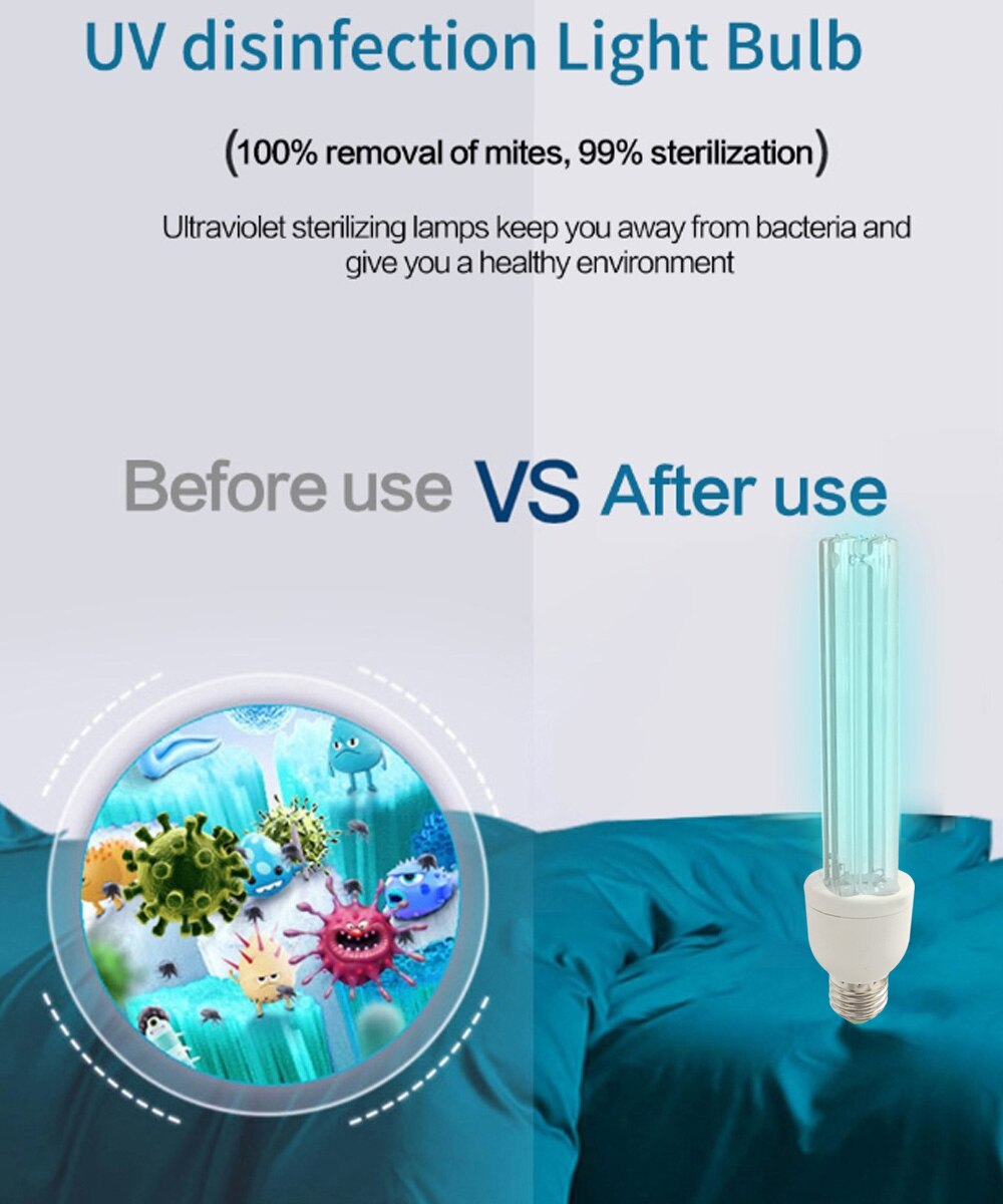 Timing 15W 25W Led Uv Licht Kiemdodende Desinfectie Lamp Uvc Ultraviolet Sterilisatie Lamp Deodor Doden Mijten Bacteriële 110/220V