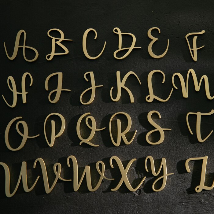 DIY Golden Brass Letters Wall Decoration / Door Plates Villa Hotel Sign Plates Dormitory Home