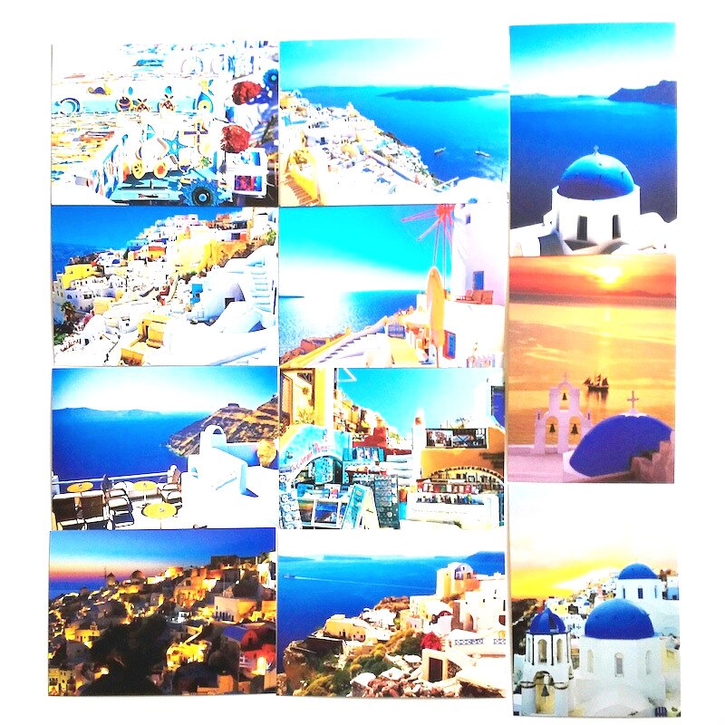 30Pcs/set Santorini Postcards Landscape Postcards Memory of Love Blue Postcard Sea Ocean Postcard