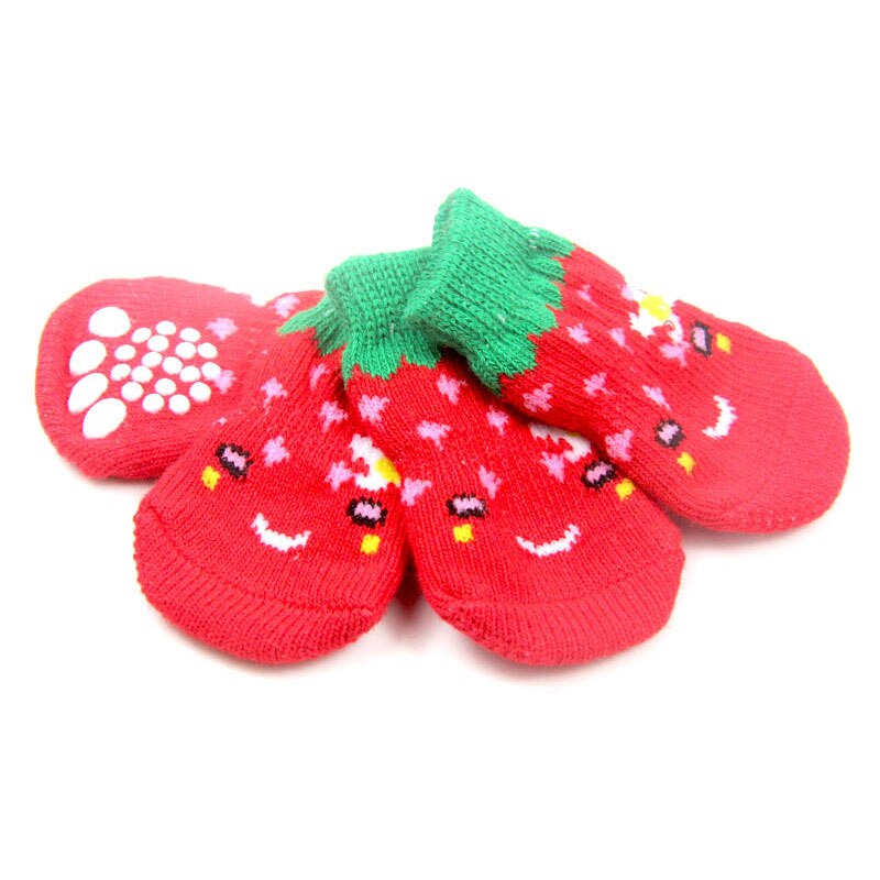 4 pièces chien chaussettes de noël chien de compagnie Doggy chaussures belle doux tricoté chaussettes vêtements vêtements vêtements pour chiens chats de noël