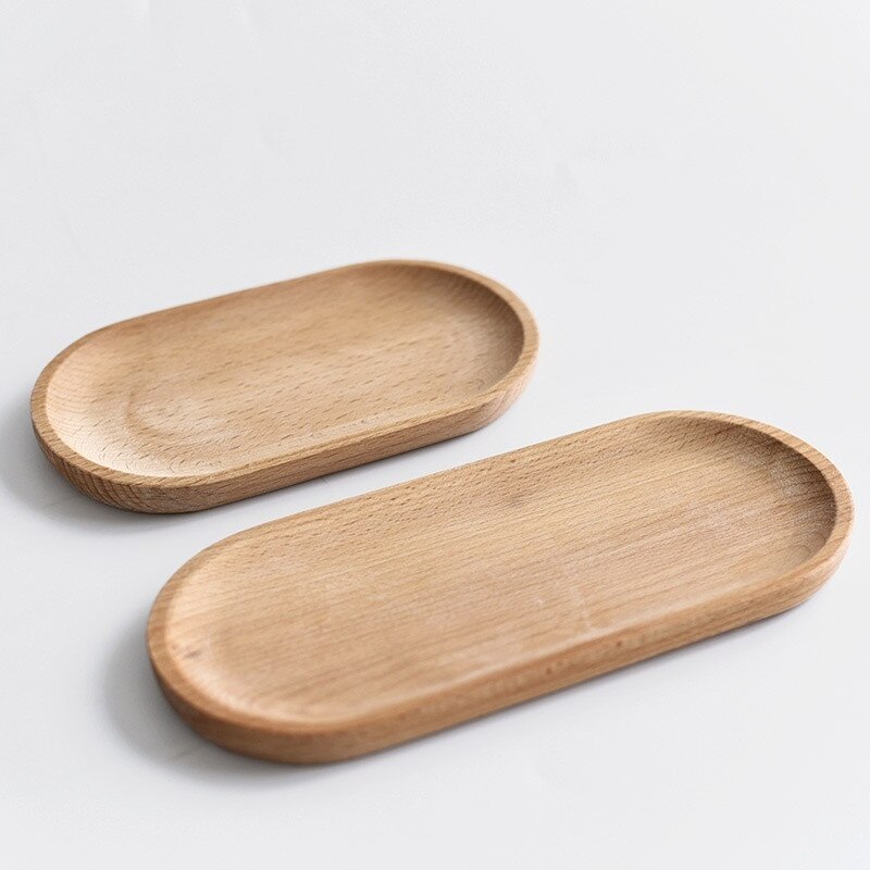 Wooden Plate Beech Oval Tray Kitchen Supplies Mini Solid Wood Small Plate Children's Whole Wood Plate Wooden Plate