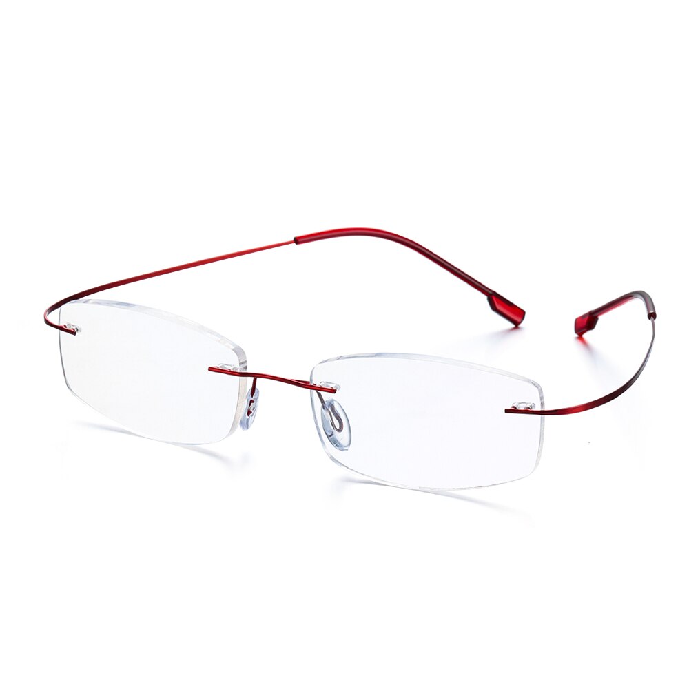 Men Women Rimless Reading Glasses Memory Titanium Clear Eyeglasses Magnetic Presbyopic Eyeglass +1.0 +1.5 +2.0 +2.5 +3.0 +3.5: +100 / red