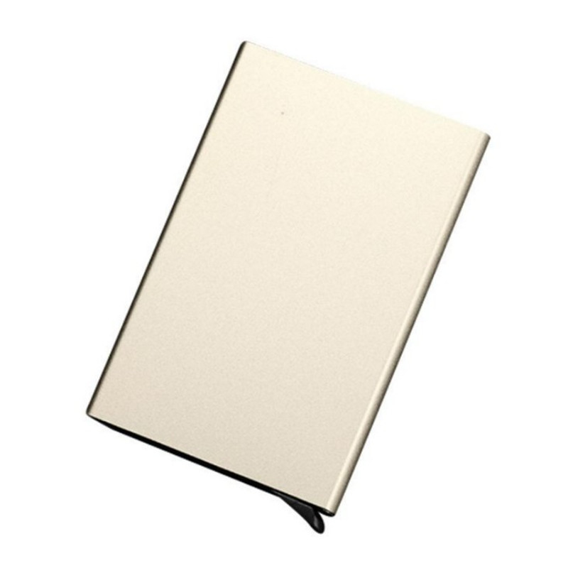 Porta tarjetas de crédito y carné de identidad antirrobo, billeteras finas de aluminio y Metal con bolsillo, caja de tarjetas de crédito para hombre y mujer, caja automática: Plata