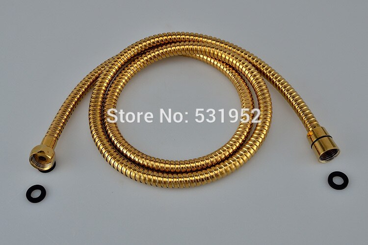 PVD-TI Gold Finish Brass Telephone Hand Held Shower Head Ceramics Handle 1.5M Gold Shower Hose Gold-Plated Shower Set
