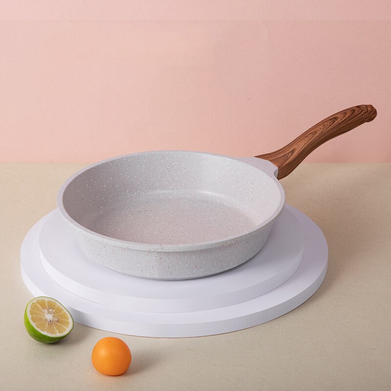 20-28CM Maifan Stone Wok Non-stick Frying Pan with Glass Lid Deepening Frying Pan for Induction Cooker Gas Stove: 24cm pan