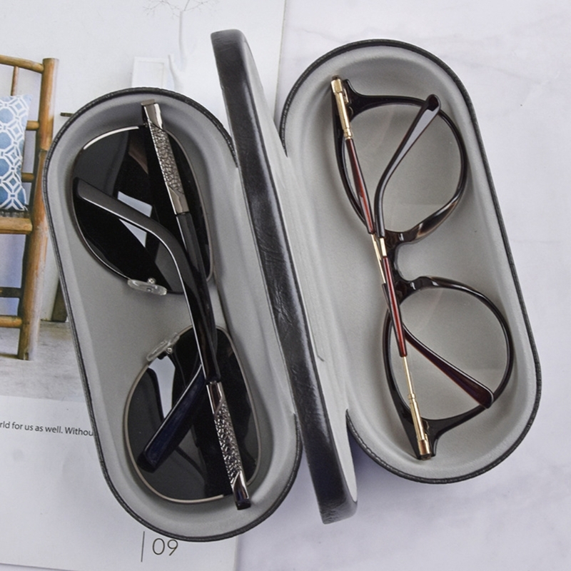 Dual- Glasses Case Double Eyeglasses Case For 2 Pair Eyeglasses Holder Portable Glasses Case Double Layer Glasses Case