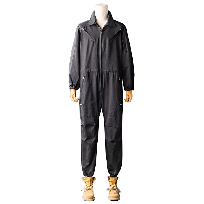 Mono de manga larga para hombre, ropa de trabajo japonesa, holgada, de algodón y Hip Hop, pantalones de color rosa y negro, otoño