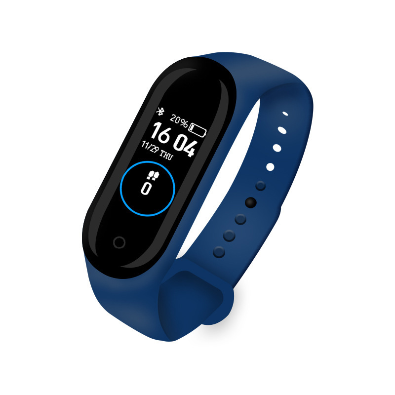 Xiao mi mi bande M4 montre intelligente Bracelet Fitness Bracelet Trcker Sport podomètre fréquence cardiaque pression artérielle Bluetooth santé Wirstband SmartWatch: Bleu