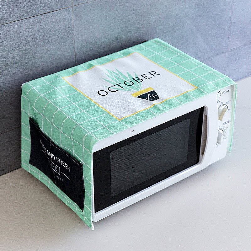 Small Fresh Microwave Oven Cover Waterproof Fabric Dust Cover Rectangular Oven Cover Cloth with Cover Towel: 1