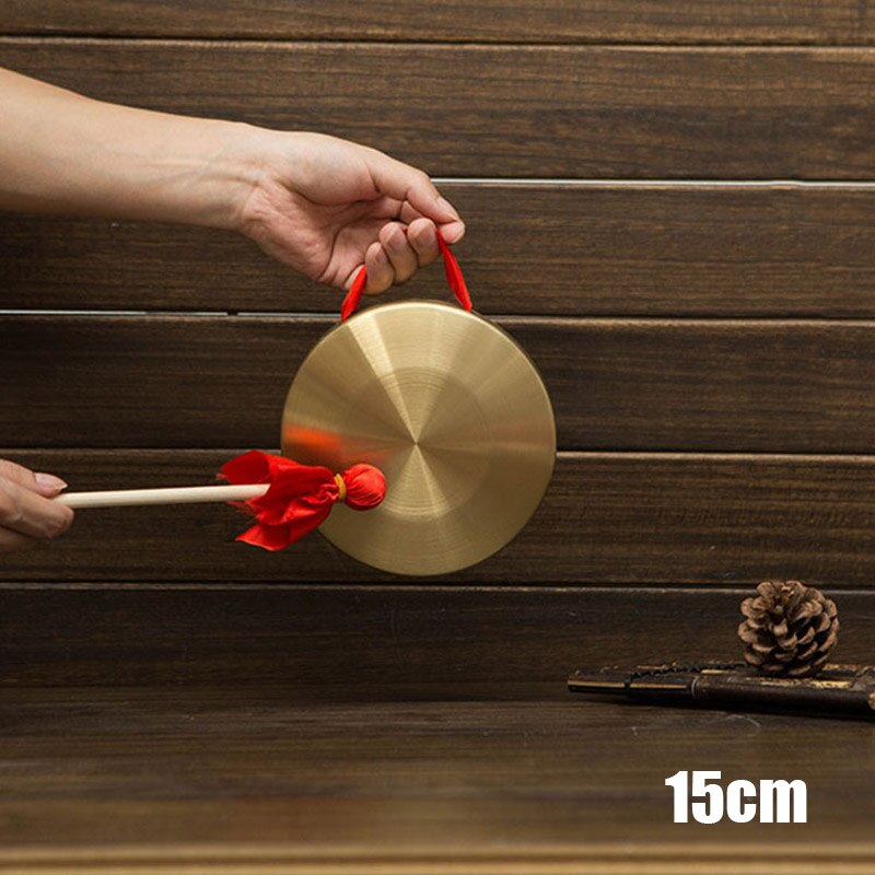 Gong de mano con palo de madera folclórico tradicional china instrumento Musical de juguete para niños JAN88: 15cm