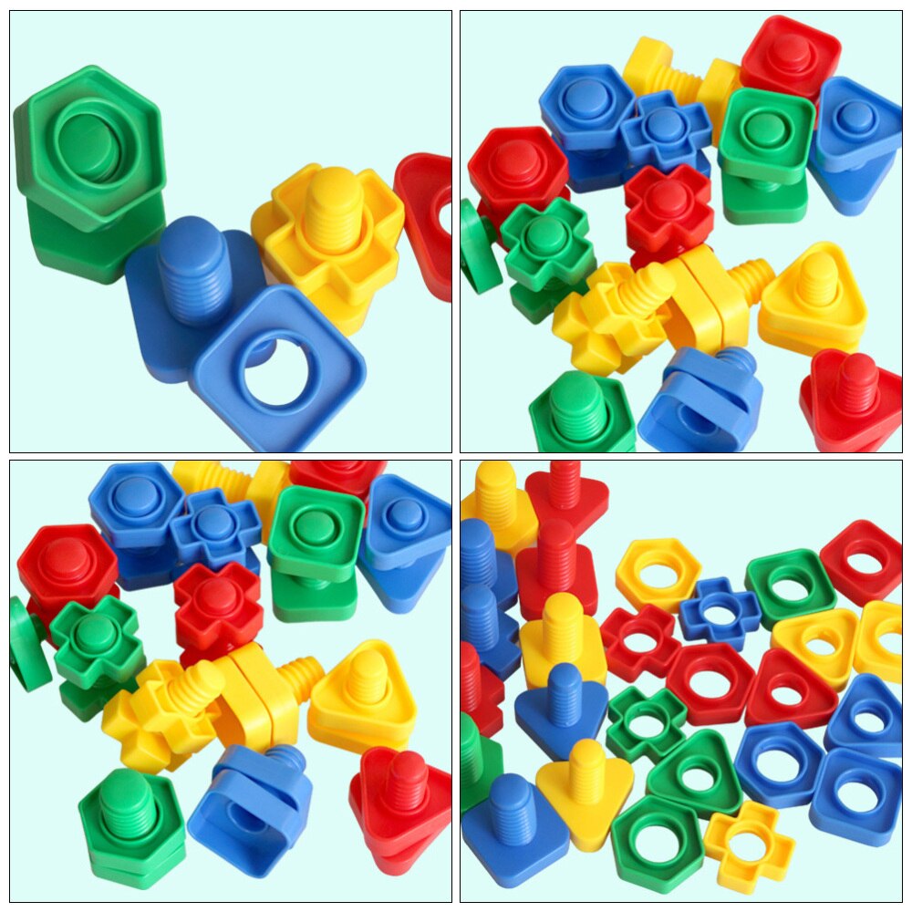 16 Pairs Plastic Colorful Screw Educational Toy Plastic Sturdy Color Match Toy Screw Nut Toy Screw Plaything