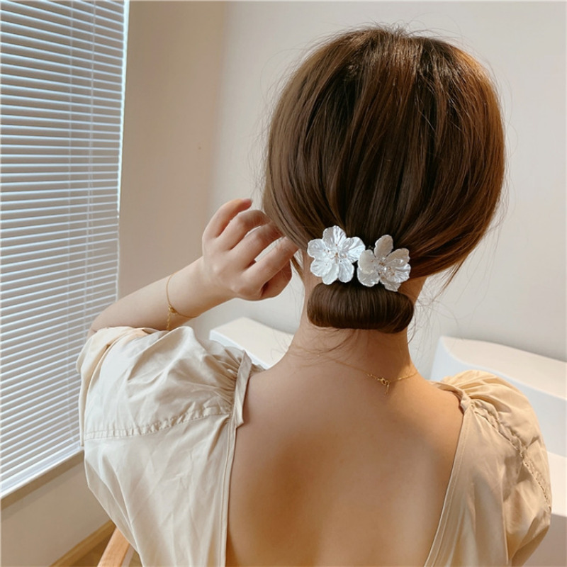 Shell Flower Magic Bun Maker Flower Bud Head Bun Maker Bow Pearl Hair Pin Lazy Hair Dish Artifact Women Hair Styling Braiders